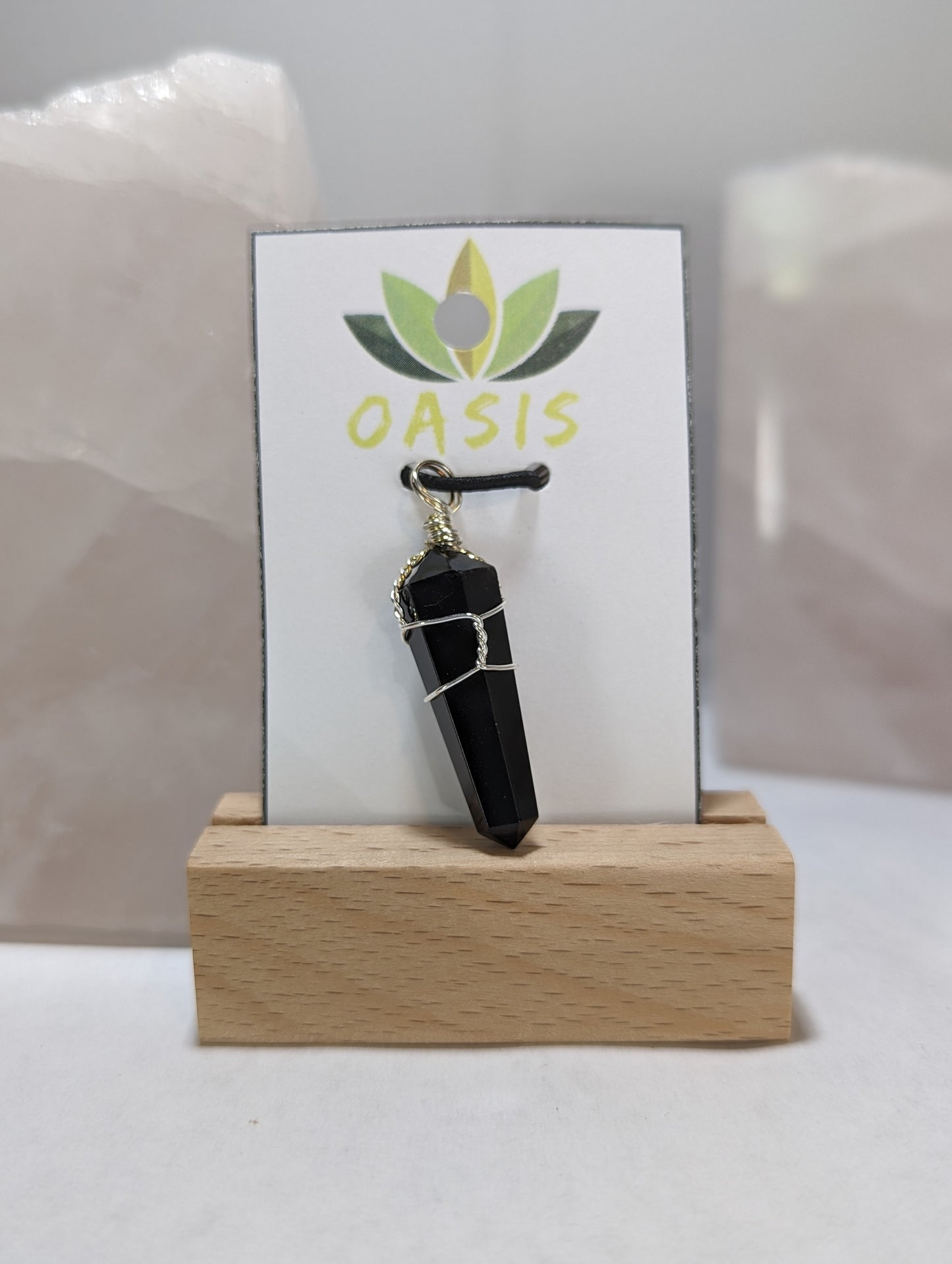 Black Obsidian/Wire wrapped point/Pendant