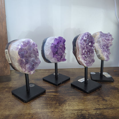 Amethyst-On metal base- Stone Druse