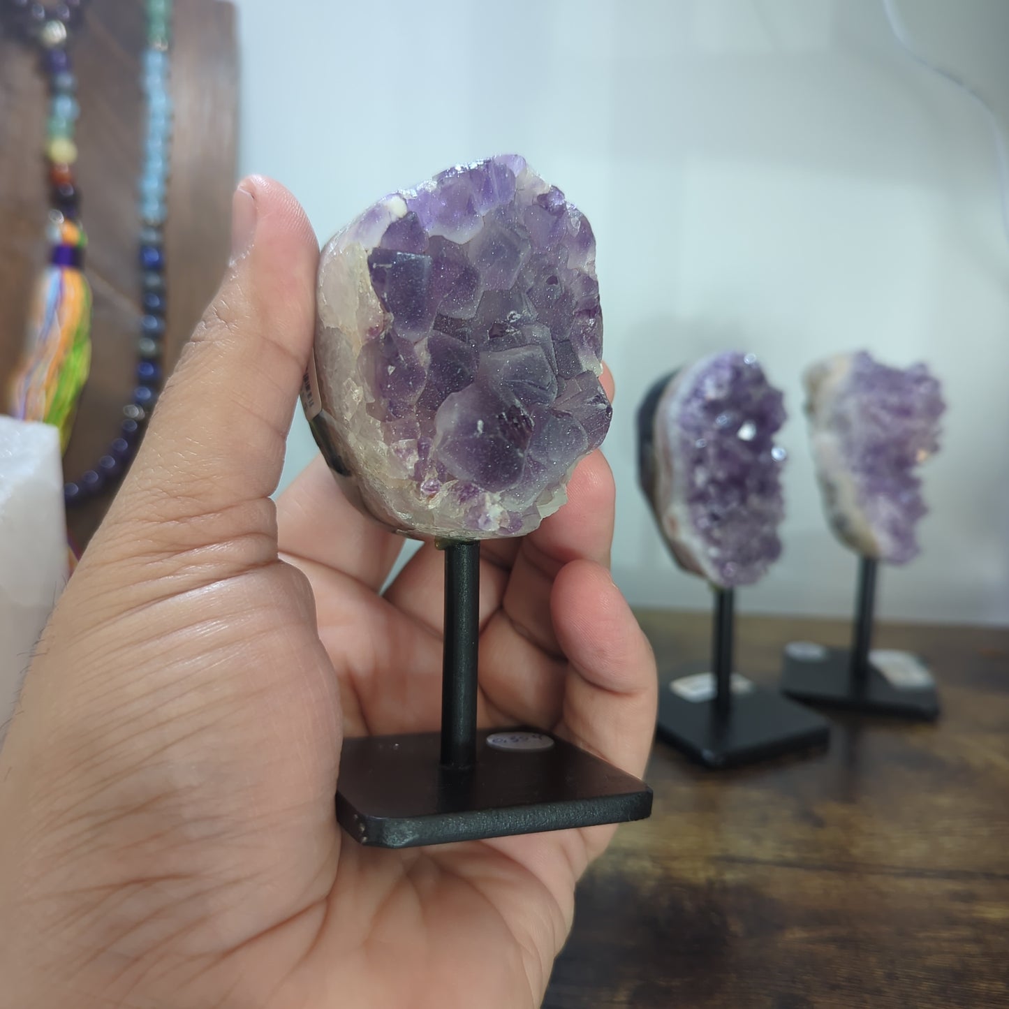Amethyst-On metal base- Stone Druse