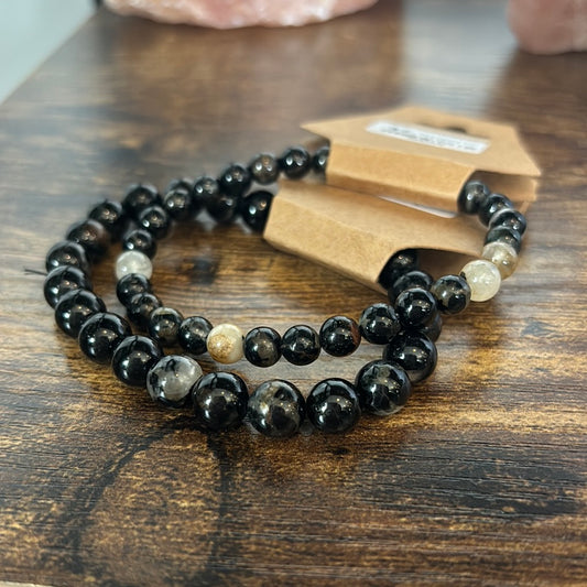 Tourmaline with Quartz 6-8mm Bracelet