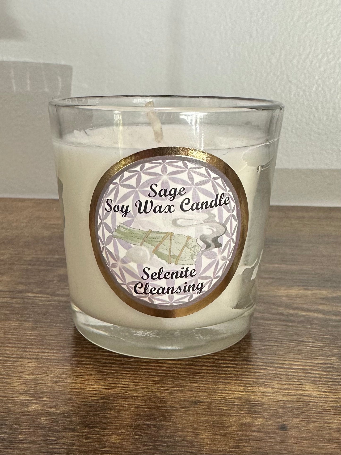 Soy Wax Candle-Sage - Selenite - Cleansing