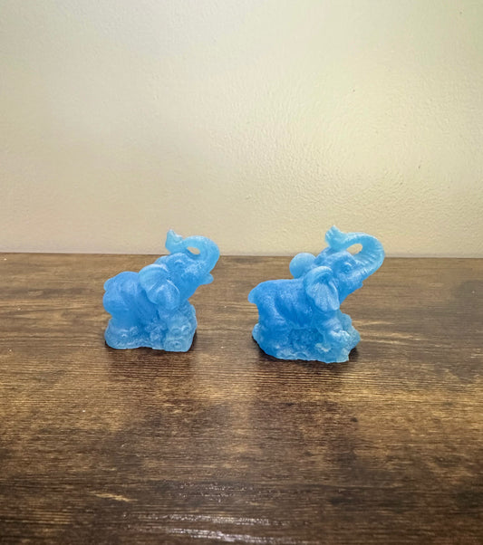 Blue frosted glass elephant