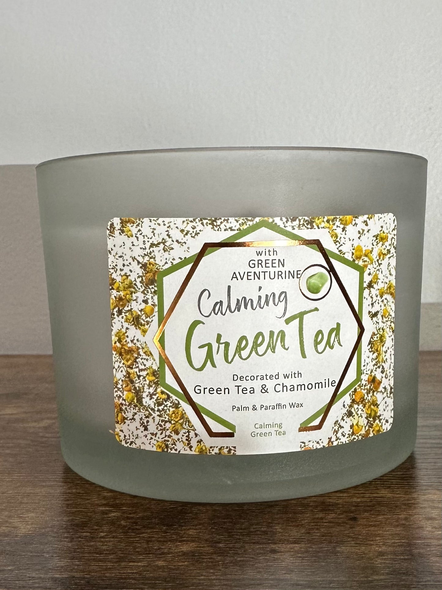 Candles- Herb-Gems /Green Aventurine/ Calming Green Tea