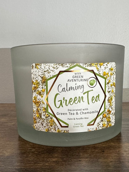 Candles- Herb-Gems /Green Aventurine/ Calming Green Tea