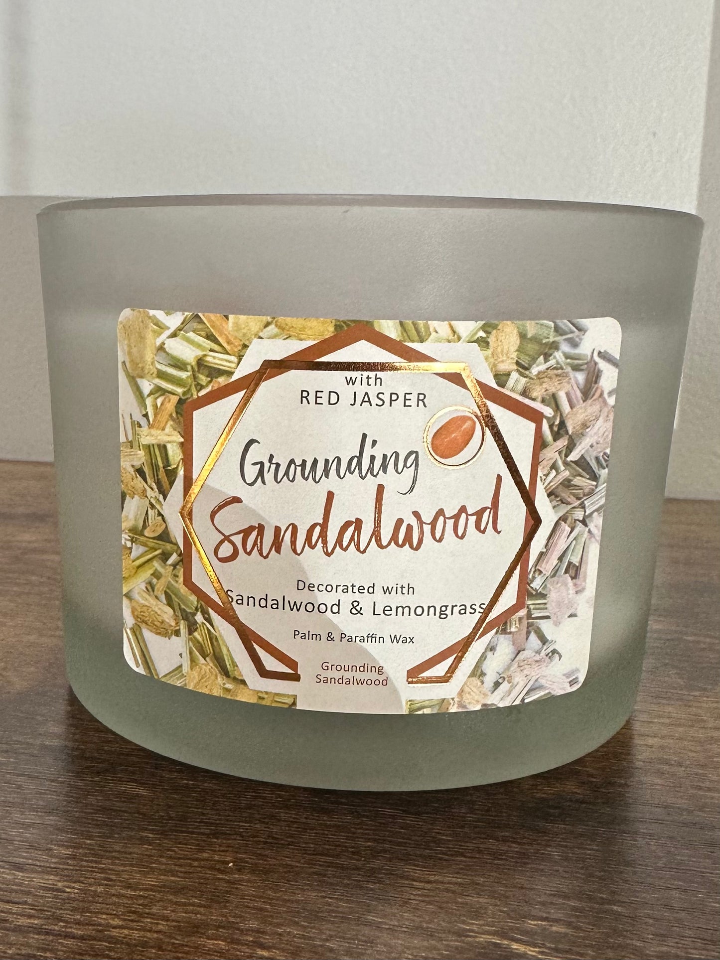 Candles- Herb&Gems /Red Jasper, Grounding Sandalwood