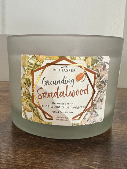 Candles- Herb&Gems /Red Jasper, Grounding Sandalwood