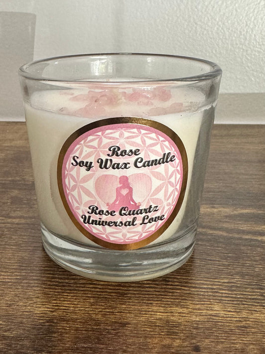 Soy Wax Candle-Rose-Rose Quartz Universal Love