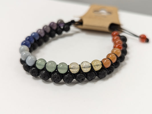 7 Chakra/lava dbl row bracelet