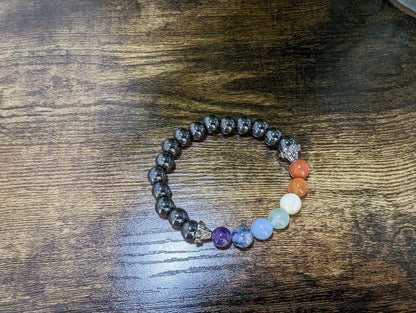 7 Chakra with Hematite 8mm Bracelet