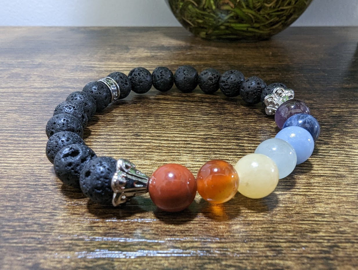7 Chakra with Lava 8mm Bracelet