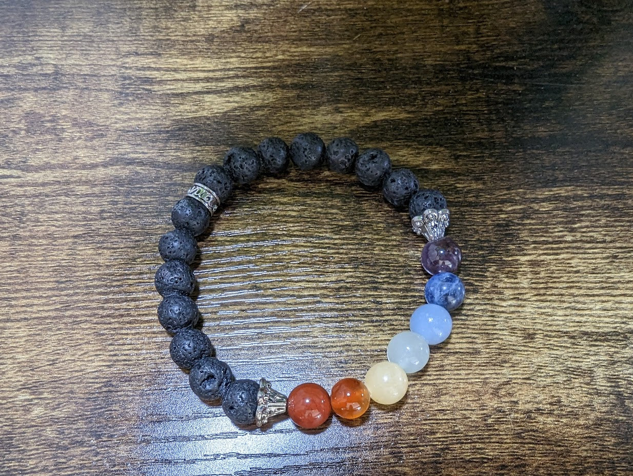 7 Chakra with Lava 8mm Bracelet