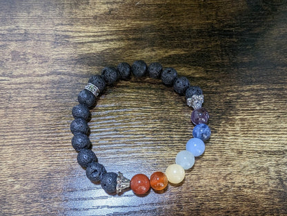 7 Chakra with Lava 8mm Bracelet