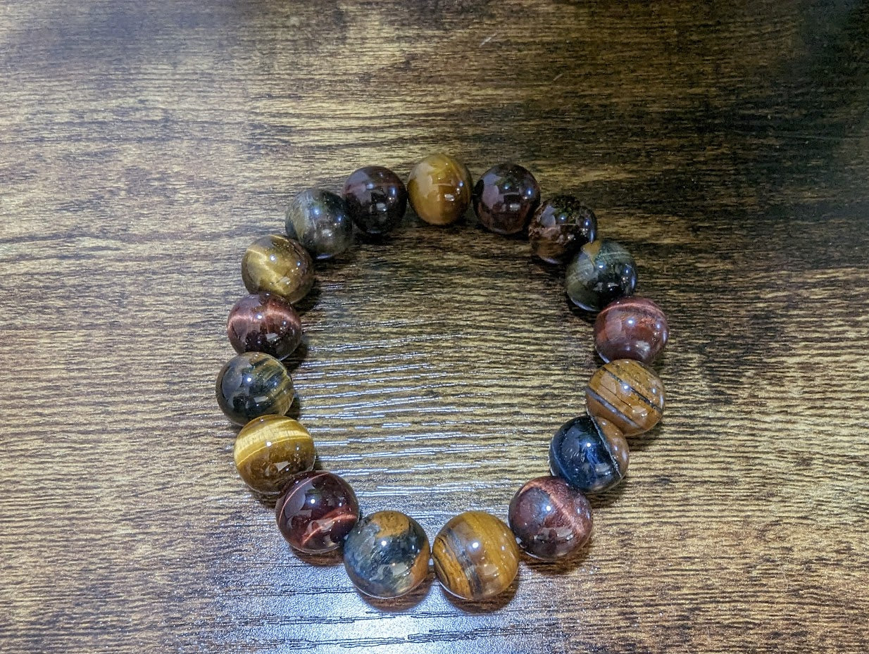 Tri color/Tiger Eye 12mm Bracelet