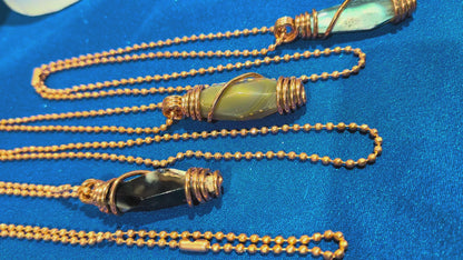 Agate Copper Wrapped Necklace