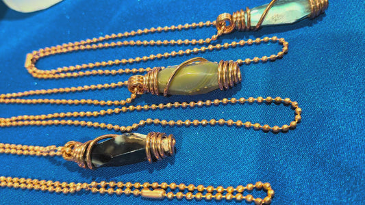 Agate Copper Wrapped Necklace