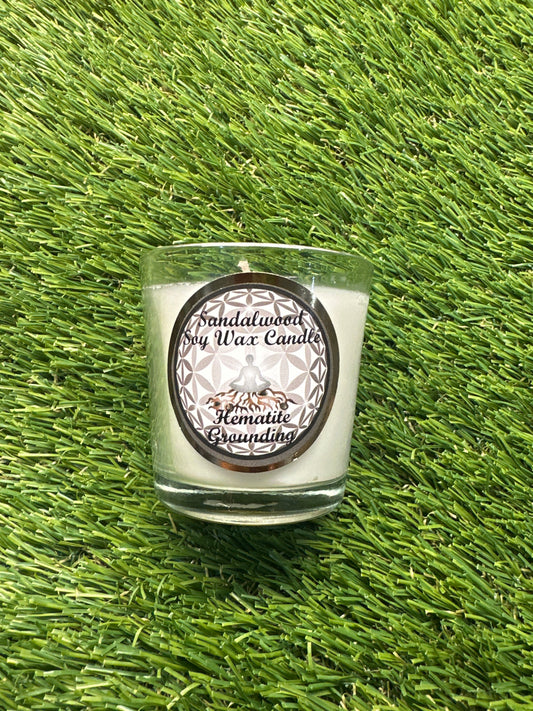 Soy Wax Candle- Sandalwood - Hematite - Grounding