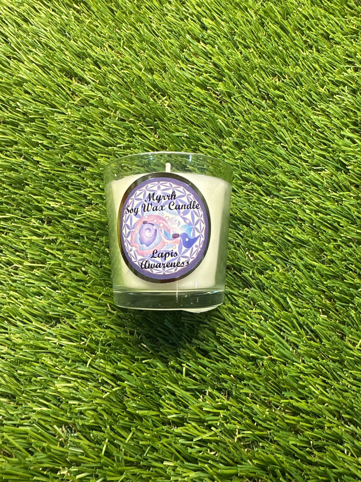 Soy Wax Candle- Myrrh - Lapis  - Awareness