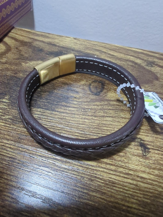 Bracelet - Brown Braided Leather